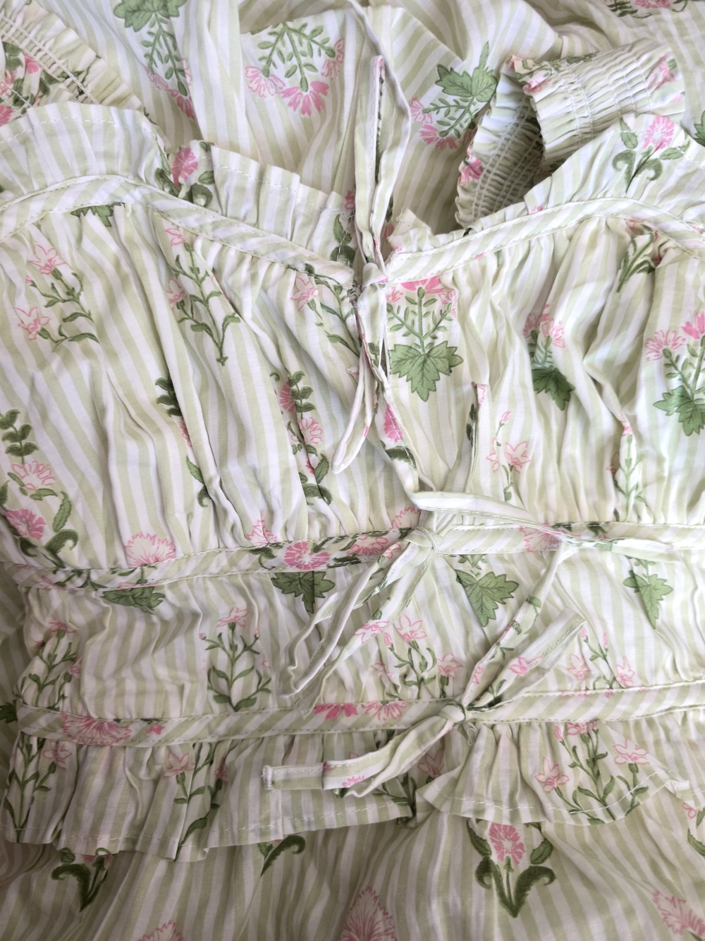 New With Tags LEA Smocked Floral Maxi Dress in Light Green - Picture 8 of 9